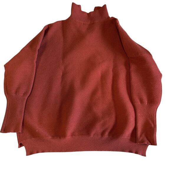 Anrabess Maroon Quarter-Zip Ribbed Knit Sweater – Size Large, Cozy Pullover - Picture 6 of 9